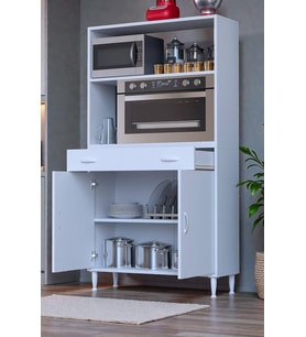Eliusta Lunera G:100 cm Beyaz Mutfak Dolabı Çok Amaçlı Açık Bölmeli Fırın Mutfak Dolabı 100x163,4x32,5 cm