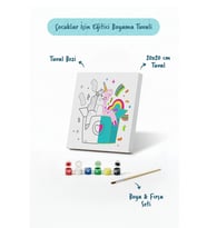 Unicorn Sürpriz Kutusu Çocuk Boyama Tuvali – Şövalesiz Eğitici Boyama Seti 20x20 cm
