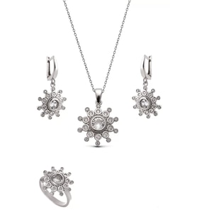 925 Ayar Gümüş Kar Tanesi Set - Silver