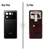 Xiaomi 11 Ultra Siyah Arka Pil Kapağı Batarya Kapağı Lazer Kesim Back Cover