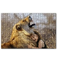 Cakapuzzle  Aslan ve Sevimli Çocuk  Puzzle Yapboz MDF (Ahşap) (120 Parça)