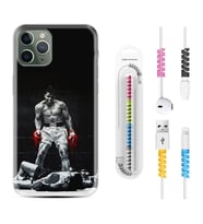 Apple iPhone 11 12 13 14 Pro Max Kılıf Kablo Koruma Spiral Silikon Moon Baloon 1369