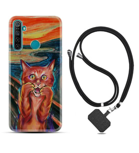 Realme 5i 5 Pro 6i 7 Pro 8 Kılıf Boyun Askılı Silikon Tablo Cat 1788