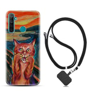Realme 5i 5 Pro 6i 7 Pro 8 Kılıf Boyun Askılı Silikon Tablo Cat 1788