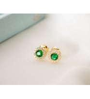 925 Ayar Gümüş Mayıs Ayı Doğum Taşı ( Emerald ) Küpe