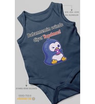 Babaannemin Evinde Diyet Yapılmaz! Baskılı Bebek Zıbını – Çıtçıtlı Body  %100 Pamuk Sıfır Kol (Lacivert)