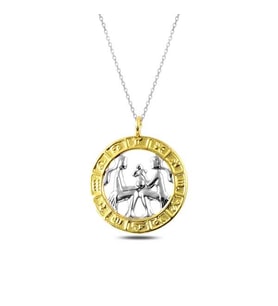 Gümüş Gold İkizler Burcu Kolye