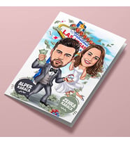 Kişiye Özel Las Vegas'tak Zengin Çiftler Karikatürlü Tebrik Kartı