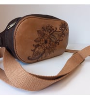 A Leather El Yapımı Hakiki Deri Kadın Bel Çantası (Koyu Kahverengi - Kum Rengi)