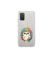 Samsung Galaxy A02s ile Uyumlu Splash Kirpi Tasarımlı Şeffaf Silikon Kılıf