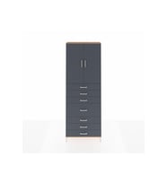 Arges Dolap 3 Raflı 7 Çekmeceli 2 Kapaklı 88x30x243 Çam-Antrasit