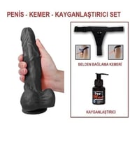LilituShop 23,5 cm Belden Bağlamalı Realistik Dildo   Penis Set