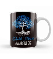 Child Abuse Awareness Tree Blue Ribbon April Child Welfare Kupa Bardak Porselen