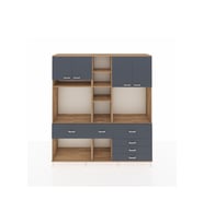 Hyperion Dolap 11 Raflı 6 Çekmeceli 4 Kapaklı 220x44x243 Çam-Antrasit/Antrasit