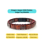 Sertifikalı Dragon Jasper Kilit Kapama Roleks Doğal Taş Deri Bileklik