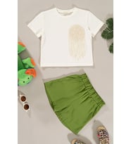Cep Detaylı Tshirt Şort Yeşil Alt Üst Takım