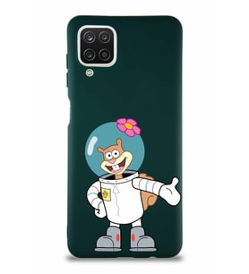 Samsung Galaxy A12 Soft Premier Kapak Sandy Tasarımlı Silikon Kılıf - Yeşil (Şeffaf)