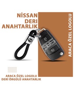 Nissan Gerçek Deri Örgü Anahtarlık