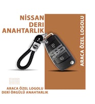 Nissan Gerçek Deri Örgü Anahtarlık