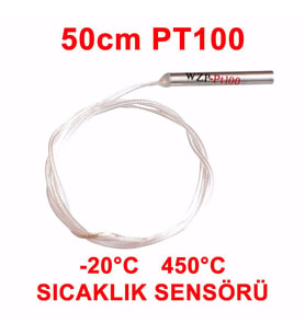PT100 Platinyum Isı Sıcaklık Sensörü 50cm Su Geçirmez -200C to 450C Metal Koruyucu Dalgıç Prob Terml