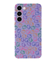 Samsung Galaxy S23 Plus Uyumlu Lansman Kılıf Hello Kitty Tasarımlı İçi Kadife Kapak-Lila (Şeffaf)