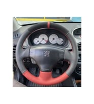 Peugeot 206 Uyumlu Araca Özel Direksiyon Kılıfı (Noktalı Nubuk Kırmızı Dikişli)