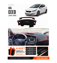 KİA CEED (2013-2019) Uyumlu Torpido Örtüsü Torpido Kılıfı - Siyah Kırmızı