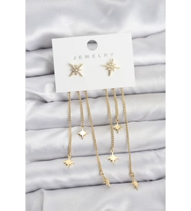 Kutup Yıldızı Model Gold Renk Pirinç Sallantılı Kadın Küpe TJ-BKP11459