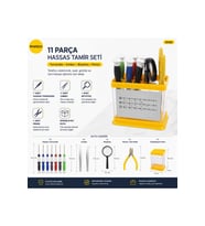 11 Parça Kutulu Hassas Telefon Ve Elektronik Tamir Tornavida Seti Büyüteçli Cımbızlı Kit 8086