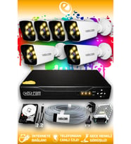 ELITCAM 6 Kameralı Kare 6 Dış Kamera Set 320 GB HDD Full HD Renkli Gece Görüşlü Güvenlik Kamerası Sistemi
