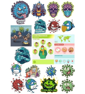 Virüs Sticker Set-3 15 Parça Telefon, Tablet, Defter, Laptop Sticker