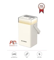 Torima TRM-1061 Beyaz 60.000 mAh Type-C Lightning 22,5 W Hızlı Şarj RGB Led Işıklı Powerbank