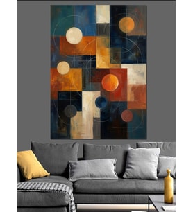 Modern Geometrik Renkli Kareler Soyut Dekoratif Kanvas - Mdf Ahşap Tablo