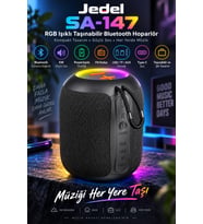 Jedel SA-147 RGB Işıklı Taşınabilir Bluetooth Hoparlör 5W Powerbank FM Radyo, USB/TF/AUX