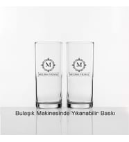 Kişiye Özel İsme Özel Logolu İkili Rakı Bardağı Kadeh Set Makinede Yıkanabilir Baskı