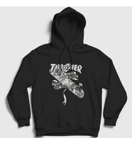 Presmono Unisex Siyah Love Affair Thrasher Kapüşonlu Sweatshirt 279907tt
