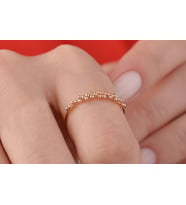 Onseva Kuyumculuk Kadın 14 Ayar Baloncuk Yüzük, Altın Nokta Yüzük (Rose)