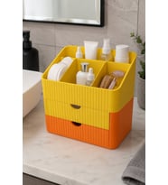Modern 6 Bölmeli 2 Çekmeceli Masaüstü Organizer Makyaj Ofis ve Mutfak Düzenleyici Saklama Kutusu