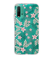 Xiaomi Poco M3 Uyumlu Kapak Floral Kırmızı Tasarımlı Şeffaf Silikon Kılıf