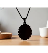 Oval Çelik Plaka Kolye Ucu (Siyah)