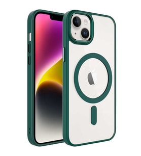 Lexroo iPhone 14 Kılıf Wireless Şarj Özellikli Krom M-safe Silikon Kılıf - Koyu Yeşil