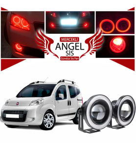 Fiat Fiorino Uyumlu, Universal Mercekli Led Angel Sis Farı, 76mm Kırmızı Renk