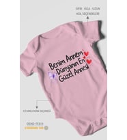 Benim annem dünyanın en güzel annesi! Kısa Kollu Bebek Body %100 Pamuk