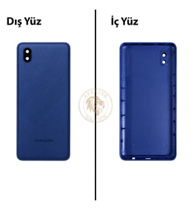 Samsung Galaxy A01 Core Mavi Renk Lensli Arka Kapak Arka Cam Batarya Kapağı Pil Kapağı Lazer Kesim Back Cover Galaxy A01 Core Uyumlu