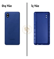 Samsung Galaxy A01 Core Mavi Renk Lensli Arka Kapak Arka Cam Batarya Kapağı Pil Kapağı Lazer Kesim Back Cover Galaxy A01 Core Uyumlu