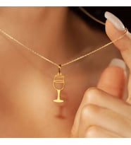 Minimal Şarap Kadehi Kolye 925K Gümüş (Gold)