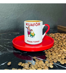 Kuaföre Hediye Kırmızı Türk Kahvesi Fincanı 001