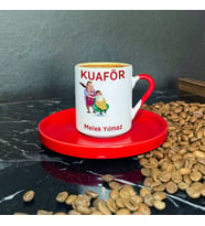 Kuaföre Hediye Kırmızı Türk Kahvesi Fincanı 001