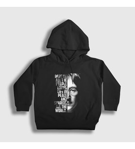 Presmono Unisex Çocuk Siyah Sharing Beatles John Lennon Kapüşonlu Sweatshirt 35208tt