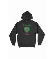 Aşkabat Türkmenistan Bayraklı Kalpli Siyah Sweatshirt Hoodie